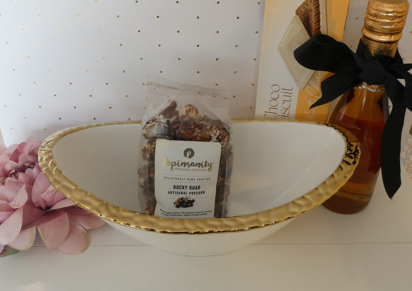 Elegant Oval Dish with Gold Trim