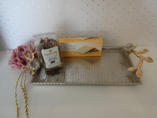 Silver & Gold Floral Tray