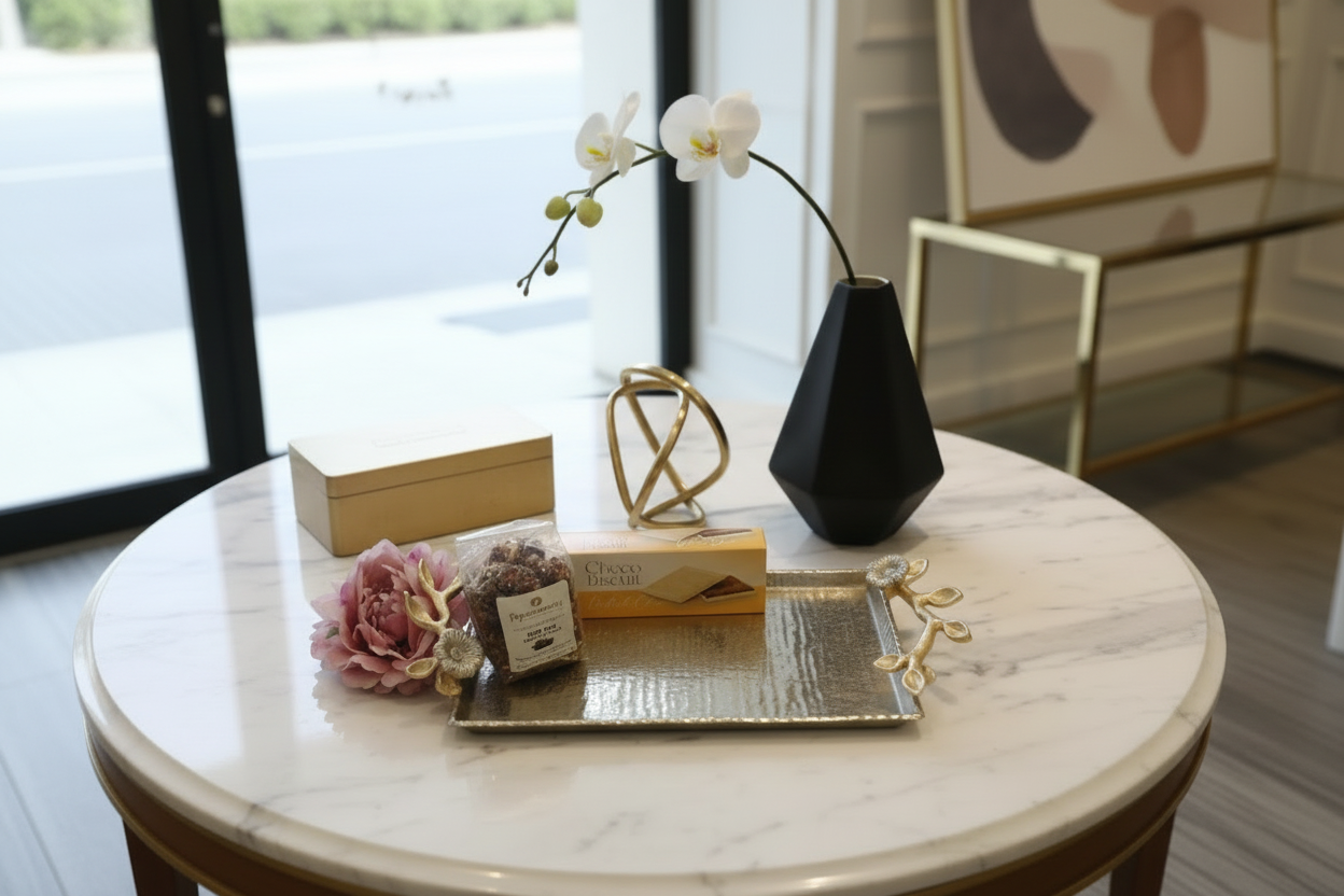 Silver & Gold Floral Tray