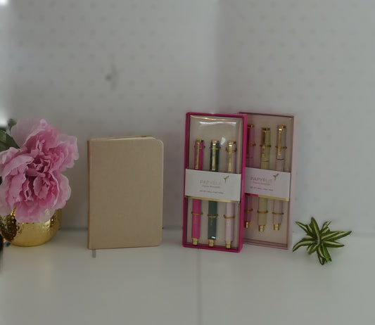 Metallic Journal + Boxed Trio Pen Set