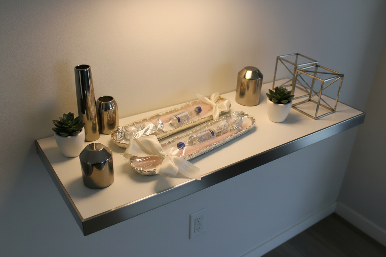 White Hammered oblong Tray