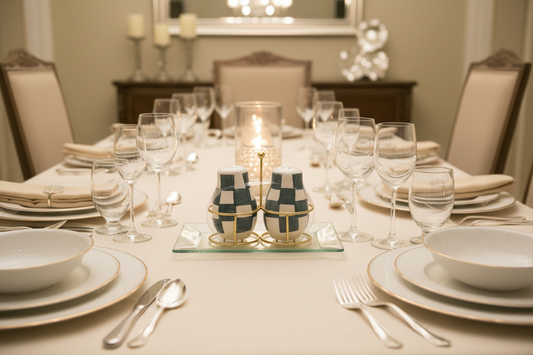 Salt & Pepper Shaker Set- Checkered