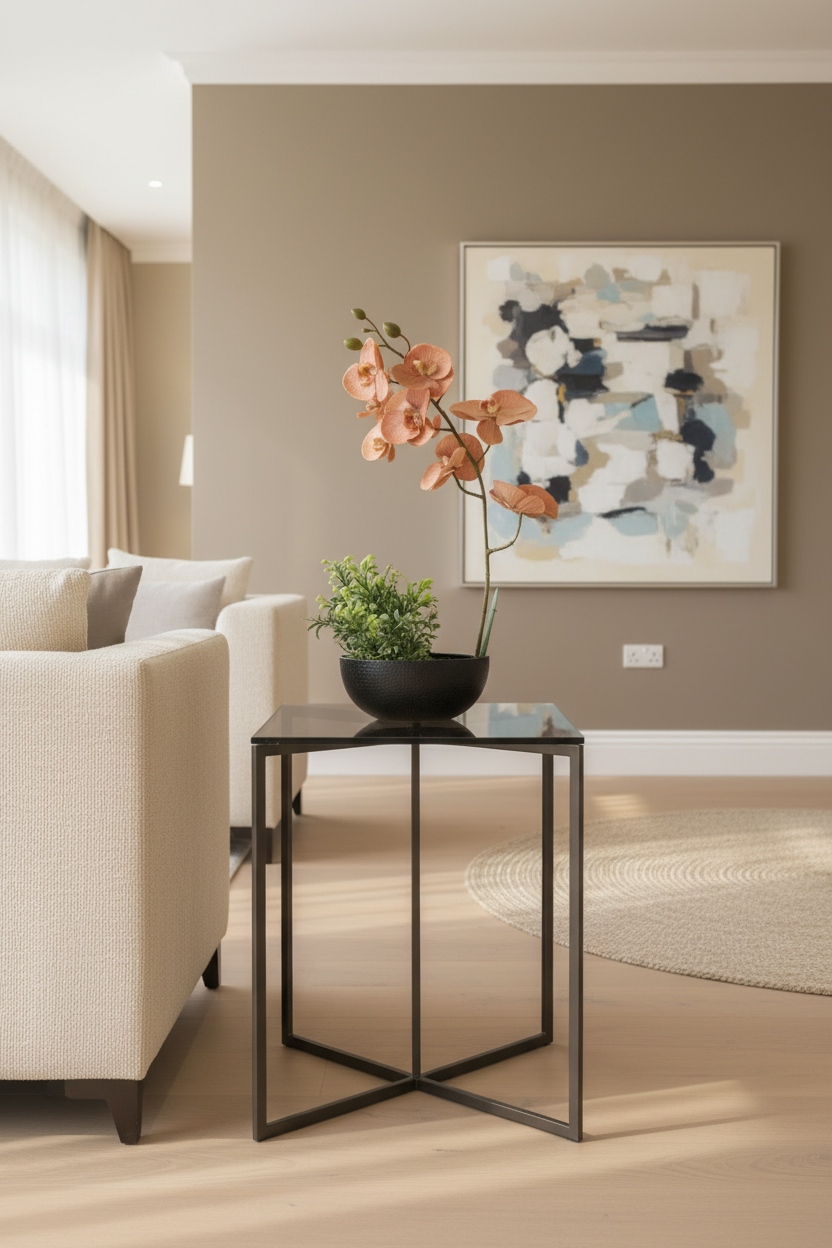 Modern Orchid & Boxwood Presentation