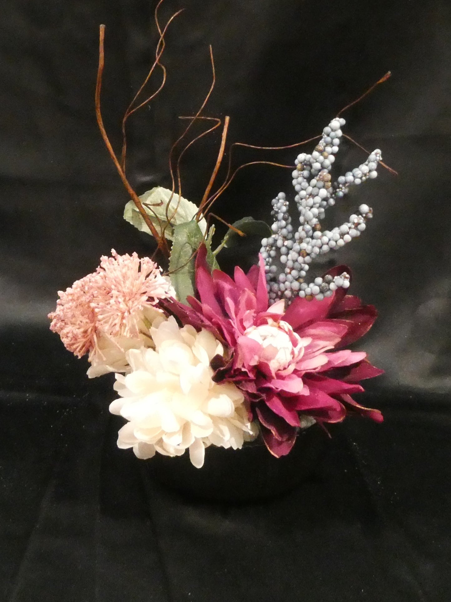 Modern Around the Year Florals in black fluted Bowl