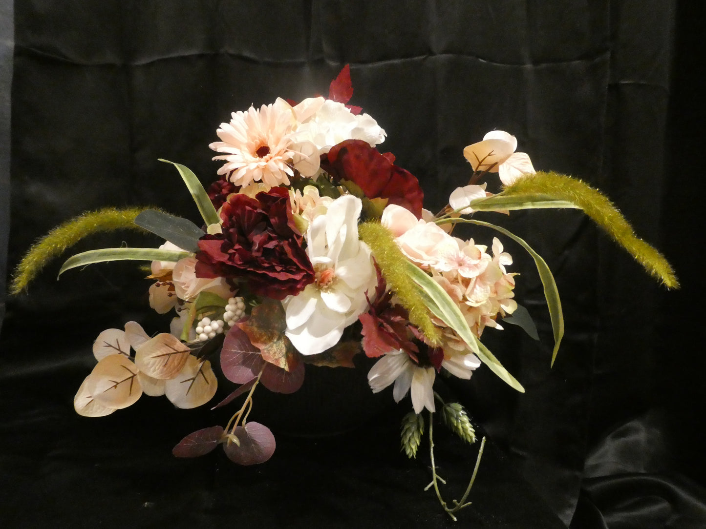 Winter Warmth in Large Fluted Black bowl- Tabletop arrangement