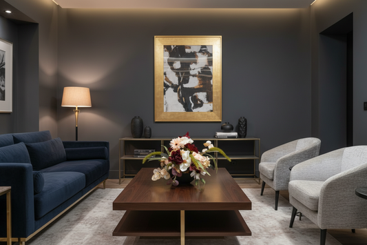 Winter Warmth in Large Fluted Black bowl- Tabletop arrangement