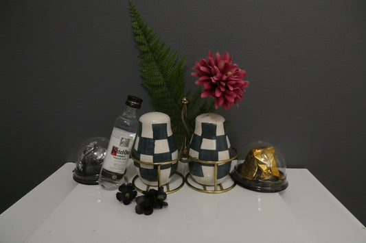 Salt & Pepper Shaker Set- Checkered